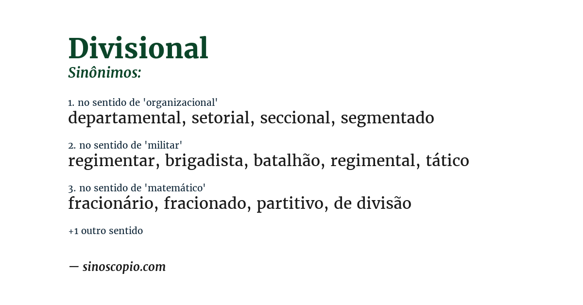 Sinônimo de divisional