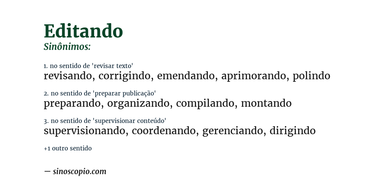 Sinônimo de editando