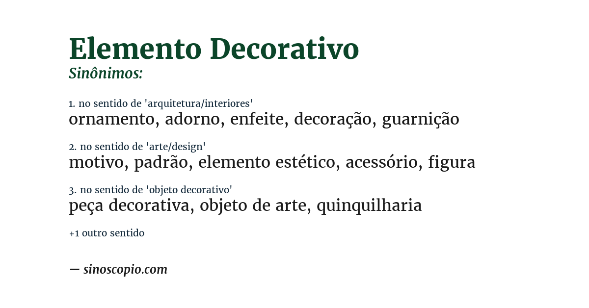 Sinônimo de elemento decorativo