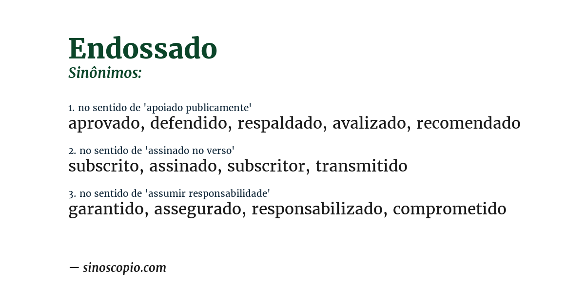 Sinônimo de endossado