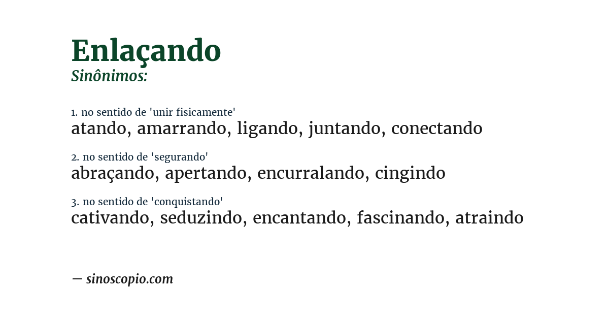 Sinônimo de enlaçando