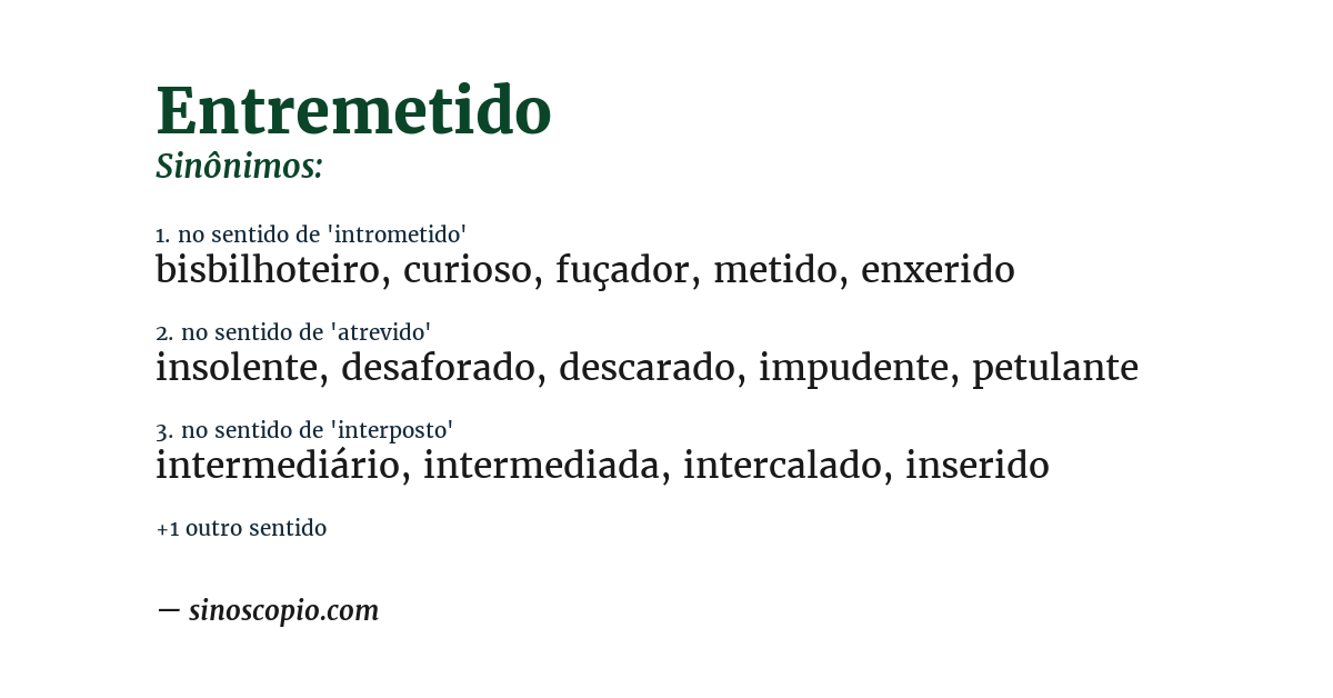 Sinônimo de entremetido