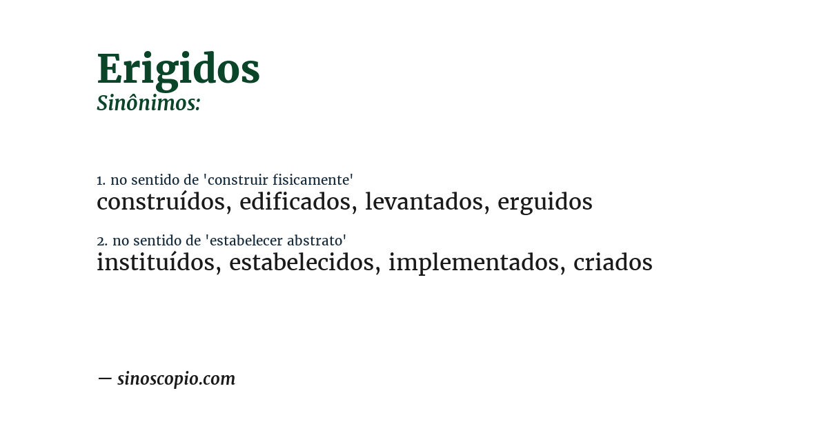 Sinônimo de erigidos
