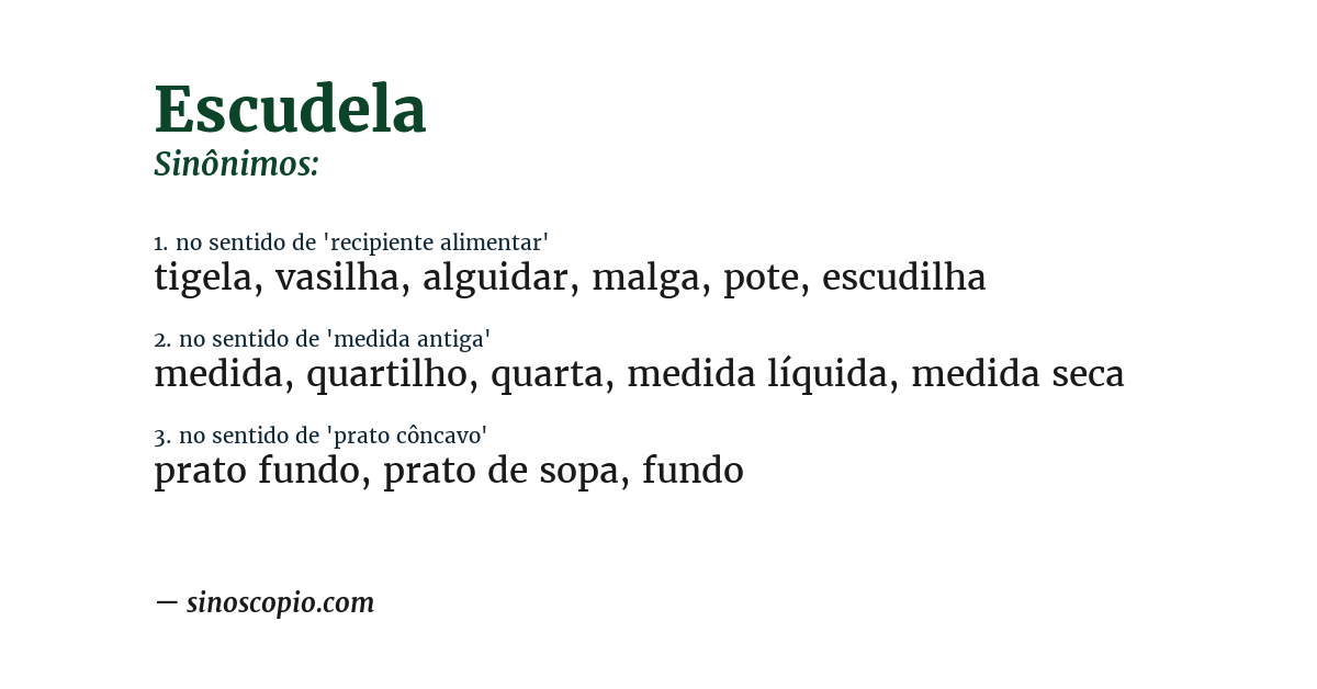 Sinônimo de escudela
