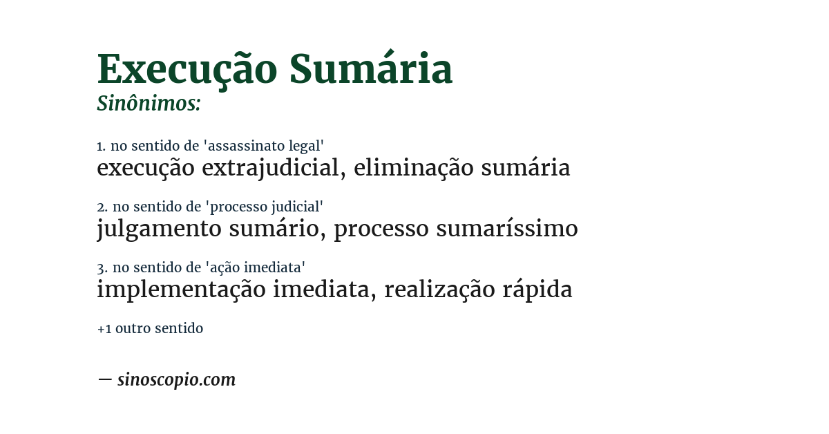 Sinônimo de execução sumária