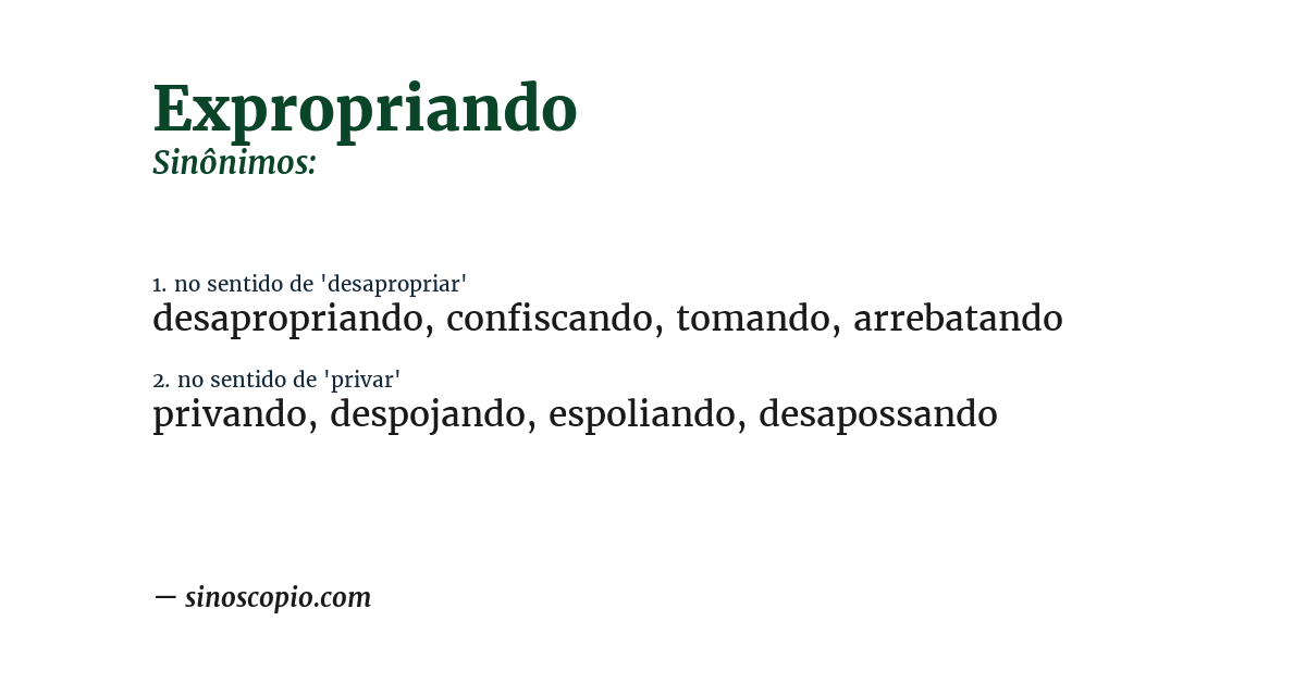 Sinônimo de expropriando