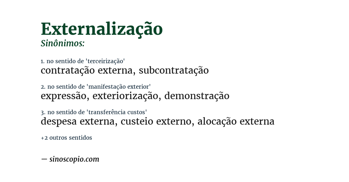 Sinônimo de externalização
