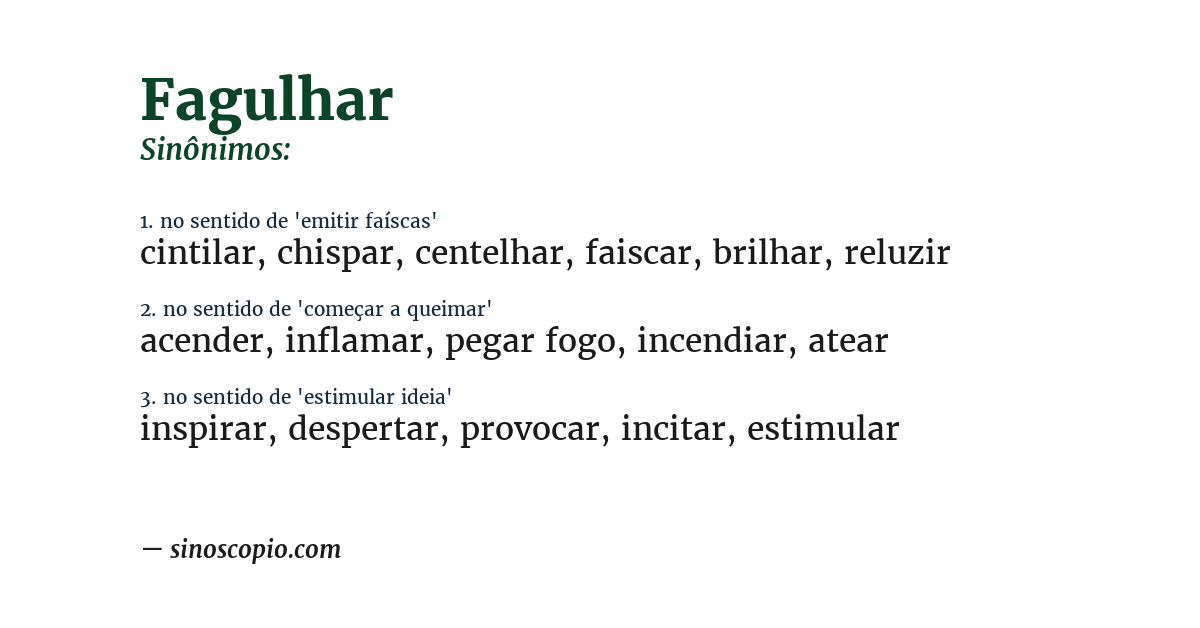 Sinônimo de fagulhar