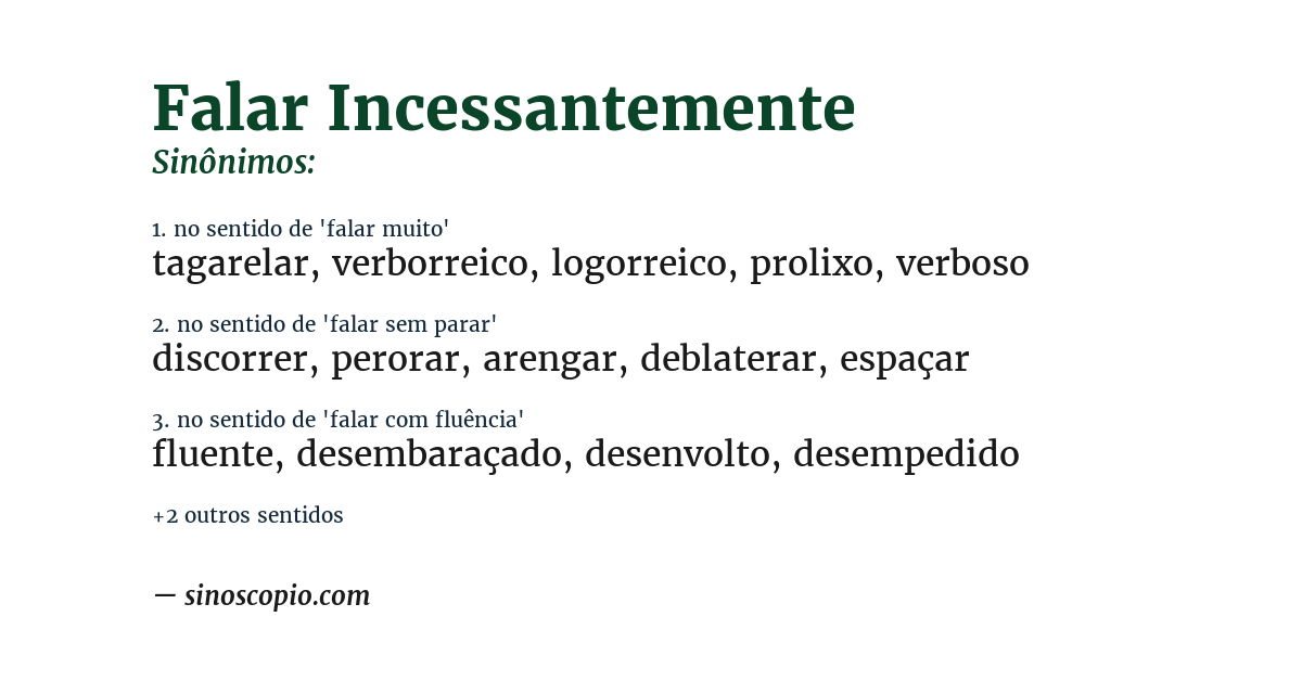 Sinônimo de falar incessantemente