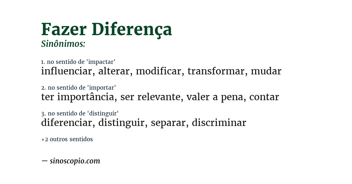 Sinônimo de fazer diferença