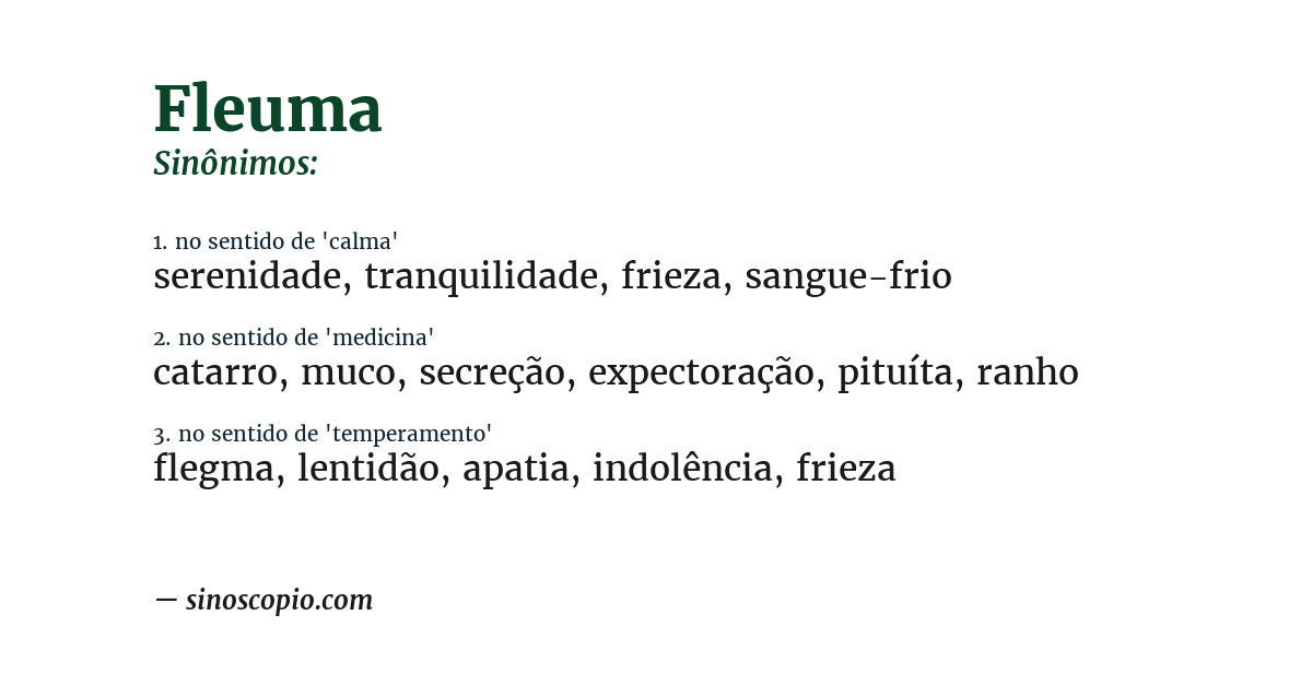 Sinônimo de fleuma