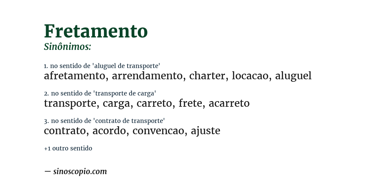 Sinônimo de fretamento