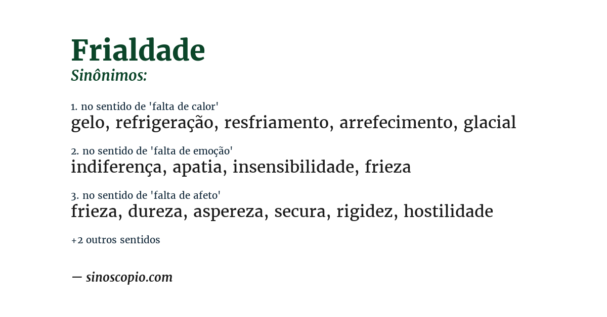 Sinônimo de frialdade