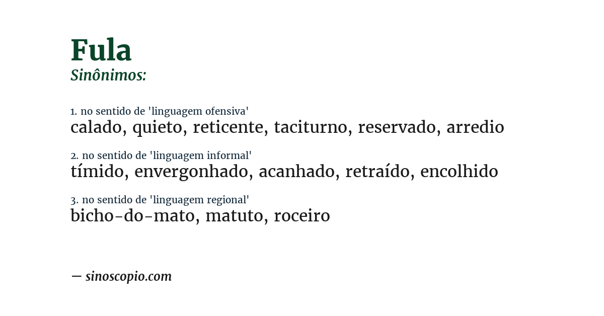 Sinônimo de fula
