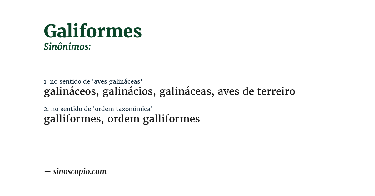 Sinônimo de galiformes