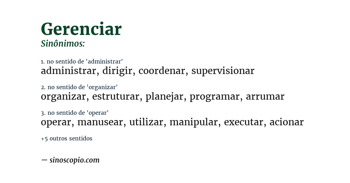 Sinônimo de gerenciar