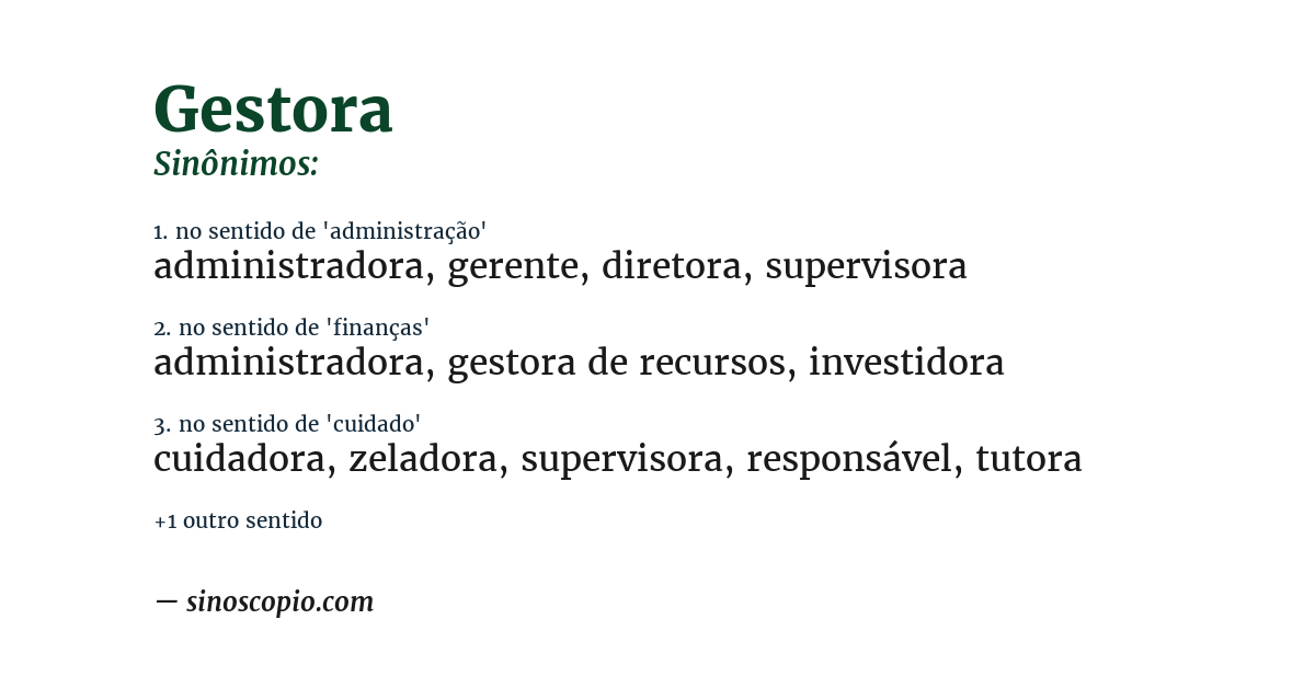 Sinônimo de gestora