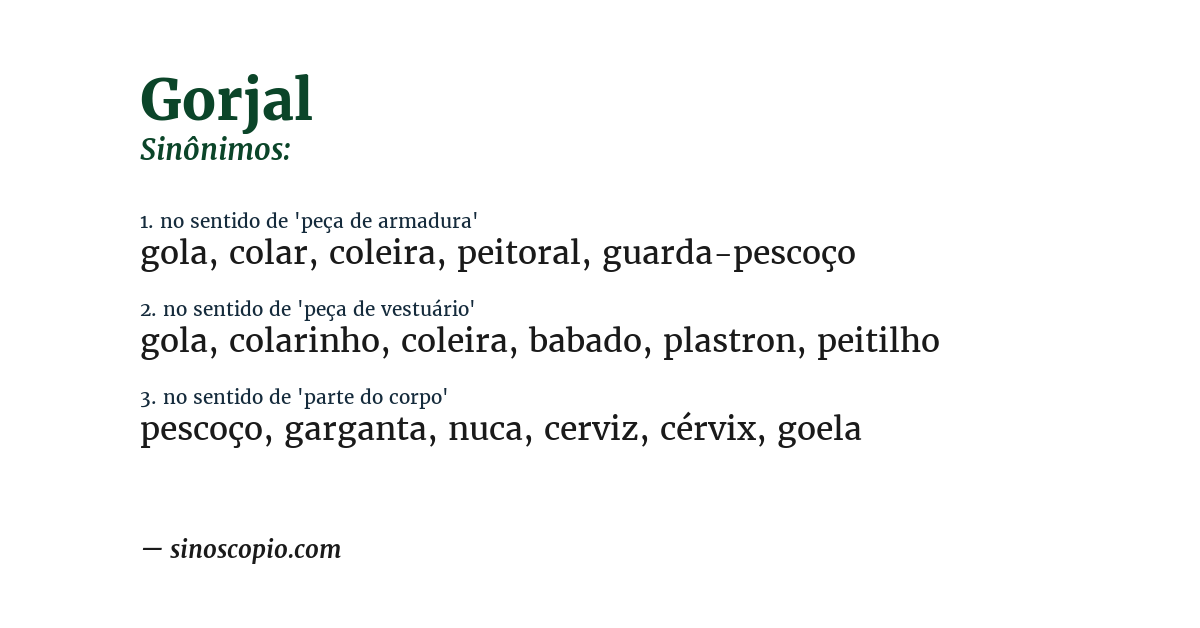 Sinônimo de gorjal