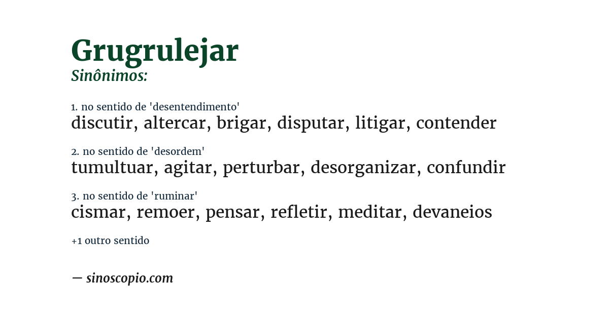 Sinônimo de grugrulejar
