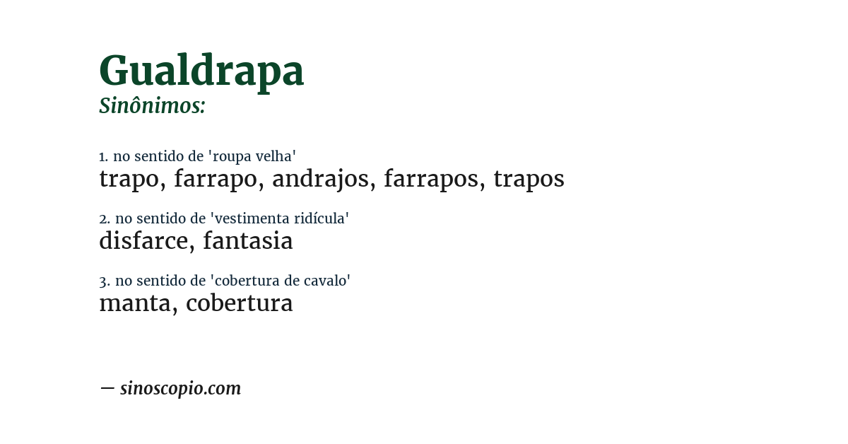 Sinônimo de gualdrapa