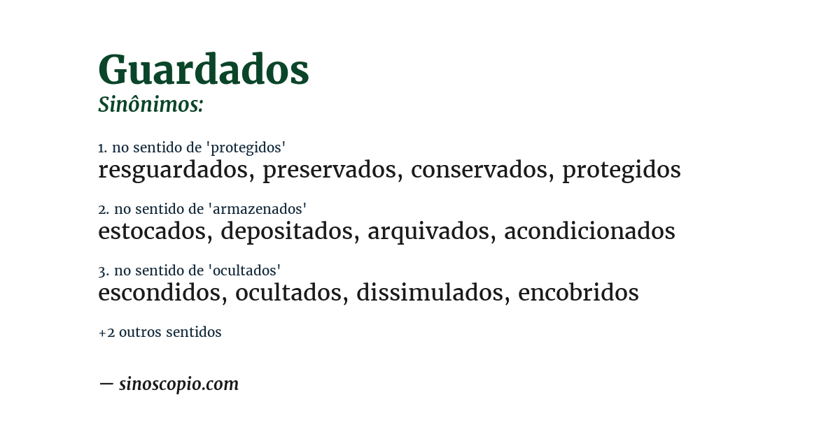 Sinônimo de guardados