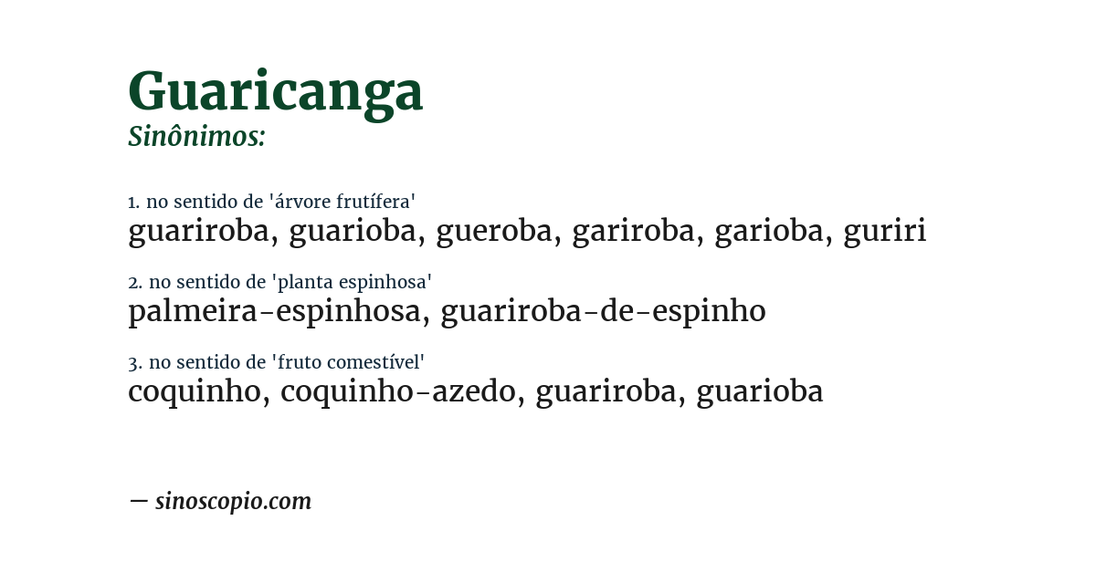 Sinônimo de guaricanga