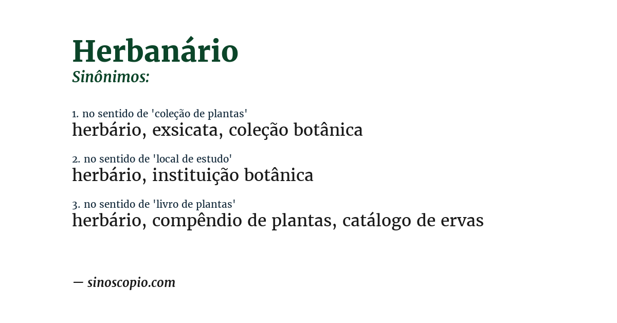 Sinônimo de herbanário