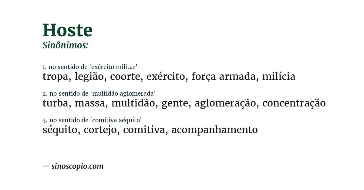 Sinônimo de hoste