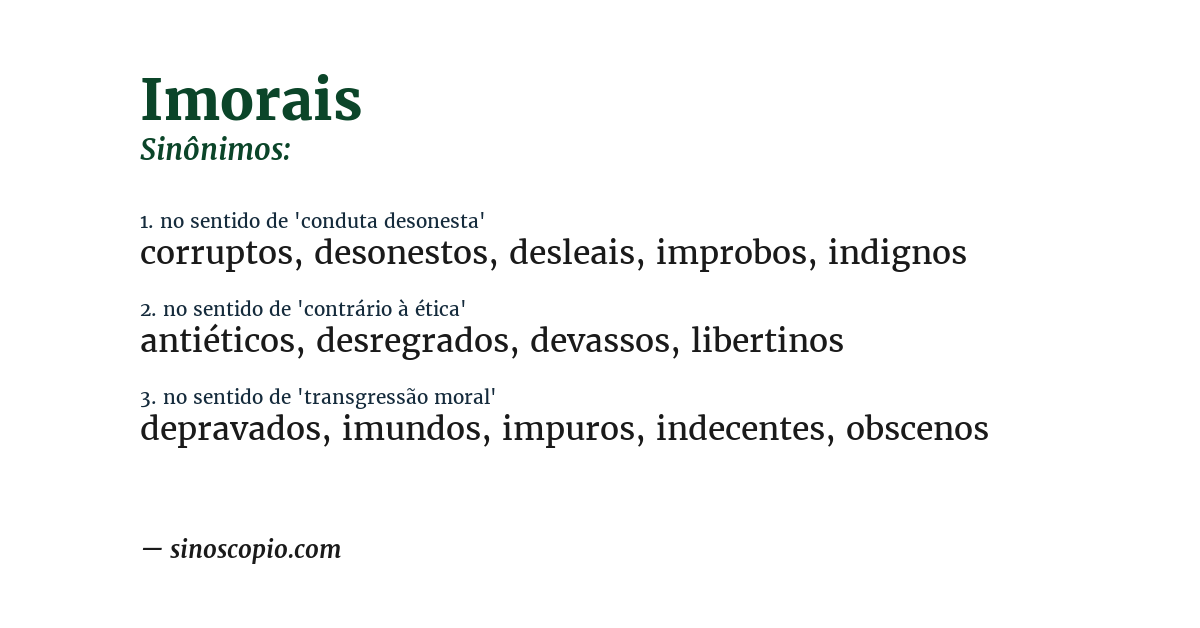Sinônimo de imorais
