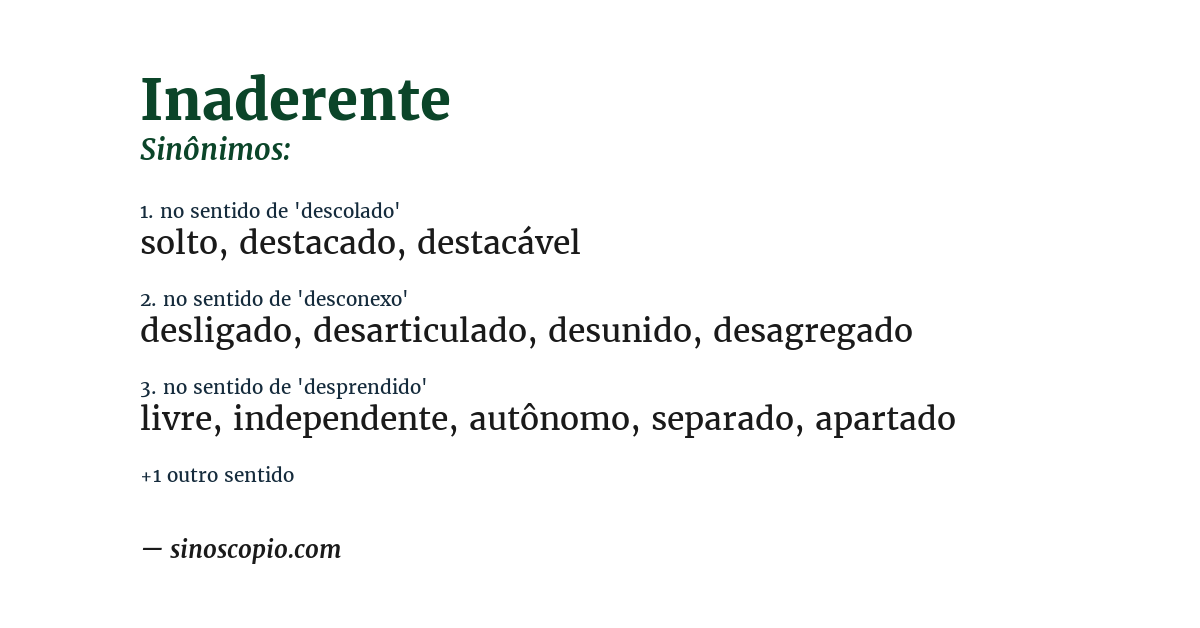 Sinônimo de inaderente