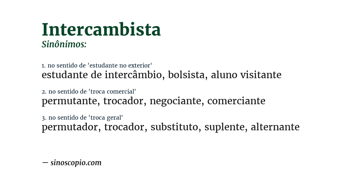 Sinônimo de intercambista