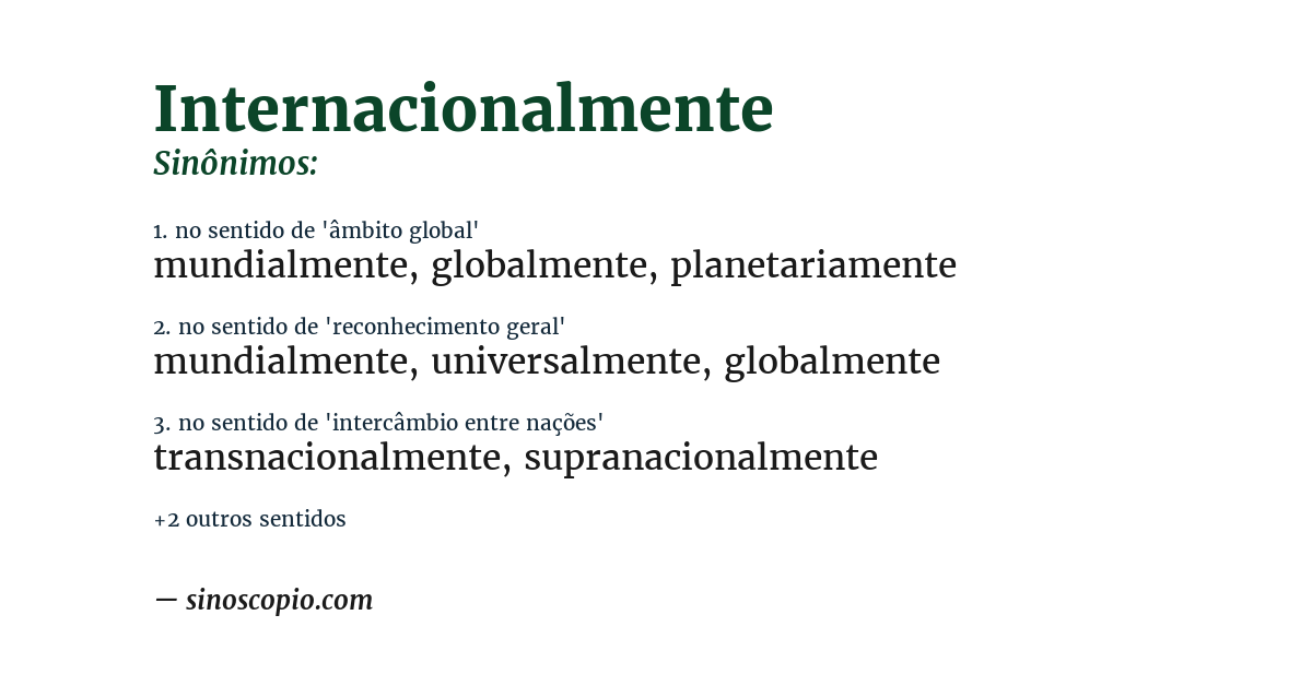 Sinônimo de internacionalmente