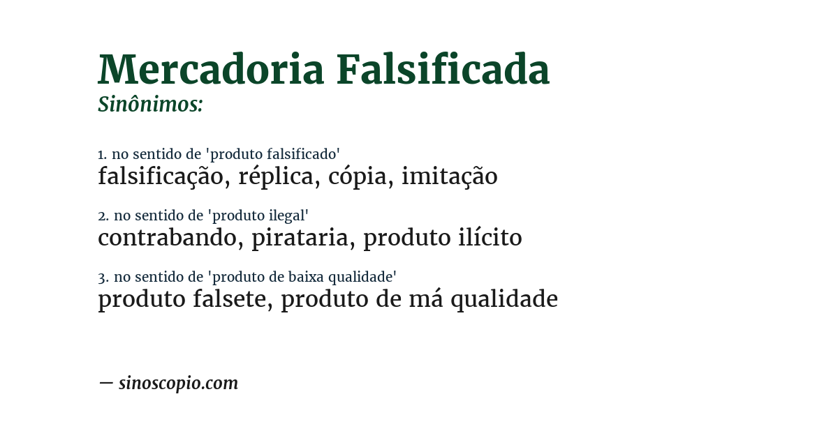 Sinônimo de mercadoria falsificada