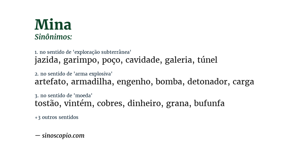 Sinônimo de mina