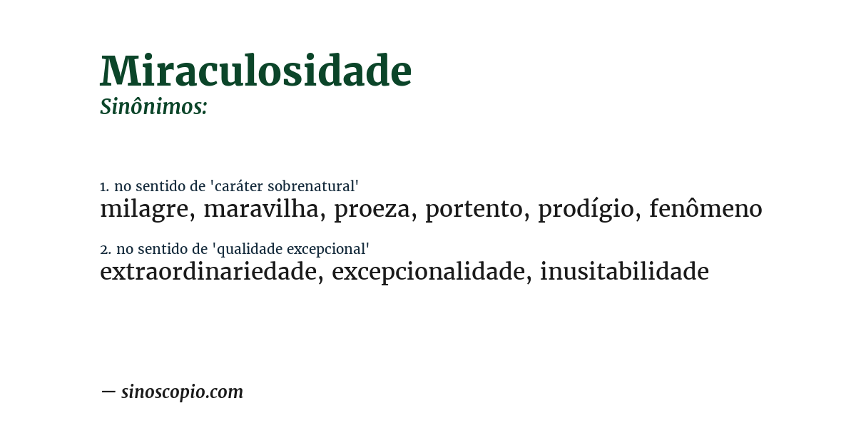 Sinônimo de miraculosidade