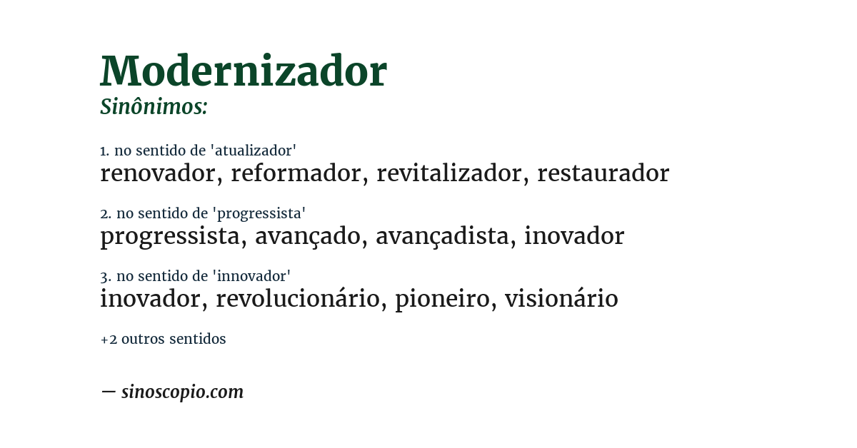 Sinônimo de modernizador