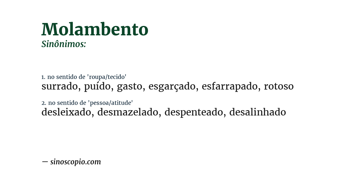Sinônimo de molambento