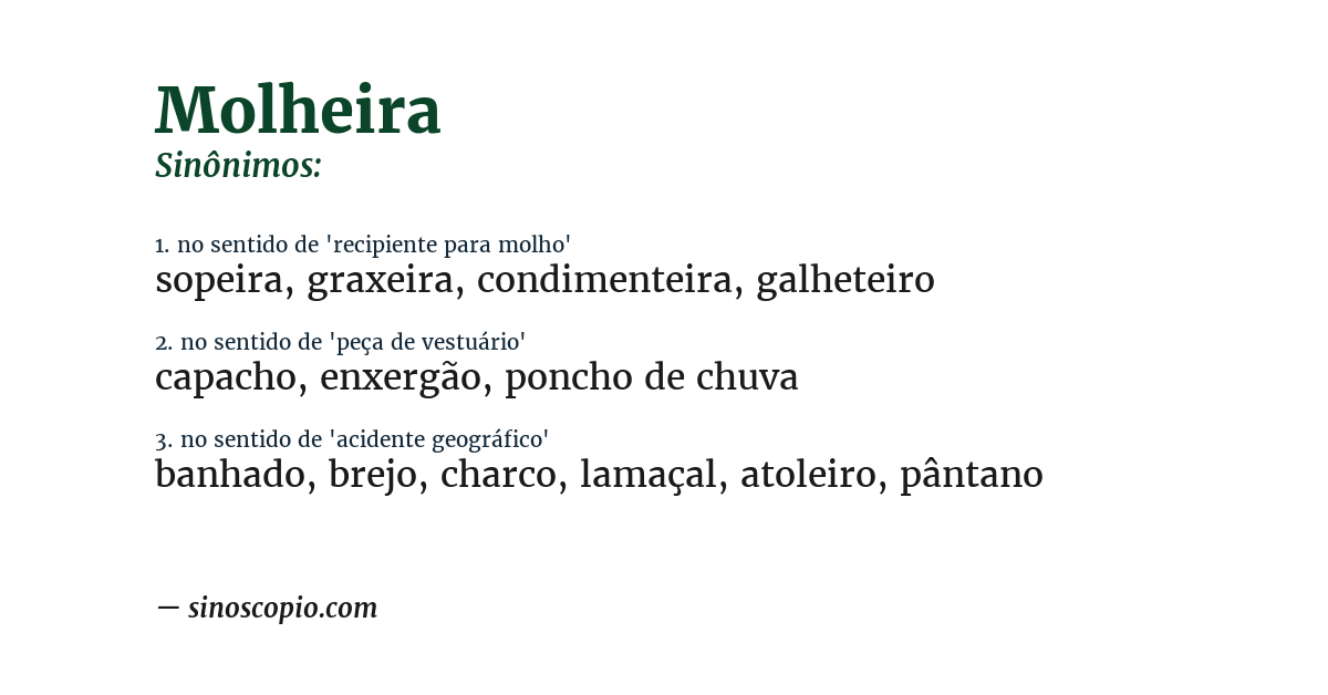 Sinônimo de molheira