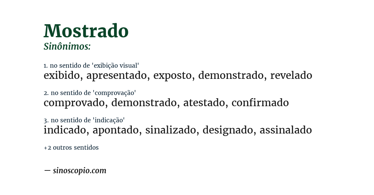 Sinônimo de mostrado