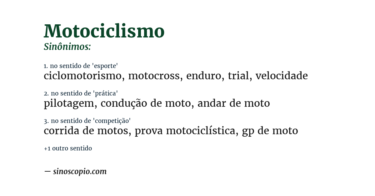 Sinônimo de motociclismo