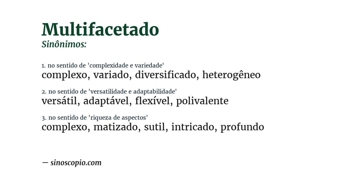 Sinônimo de multifacetado