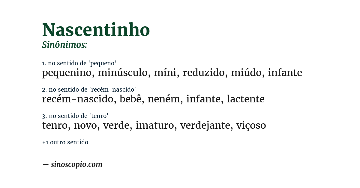 Sinônimo de nascentinho