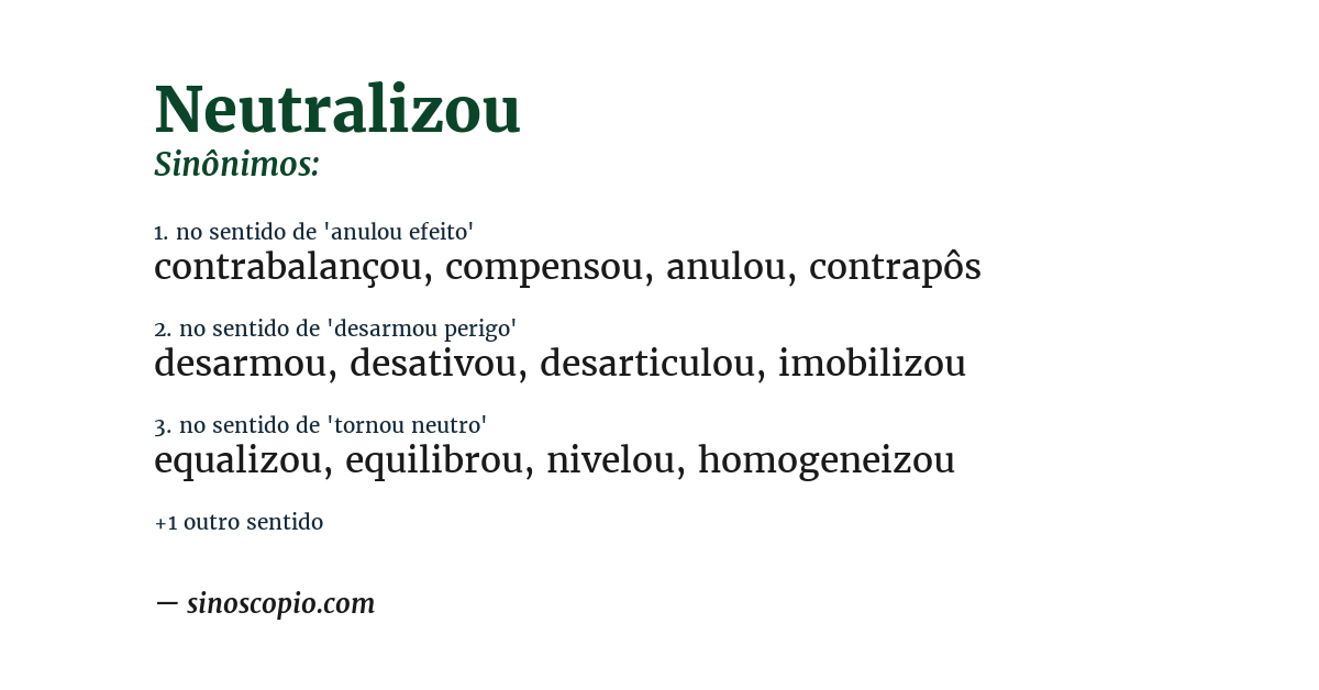 Sinônimo de neutralizou