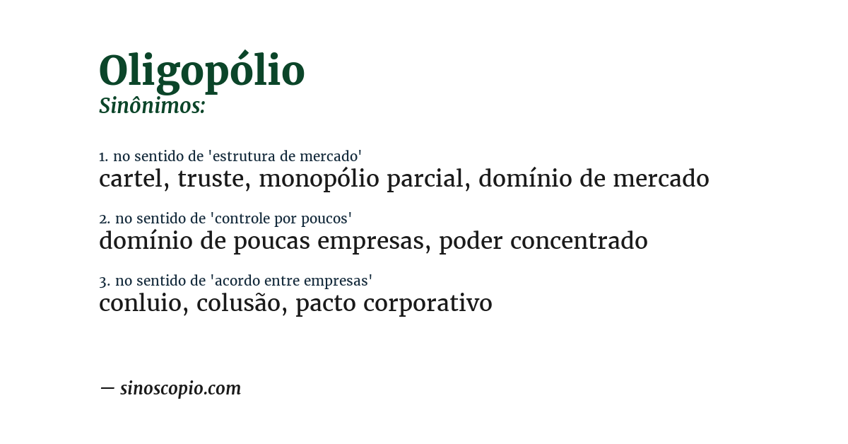 Sinônimo de oligopólio
