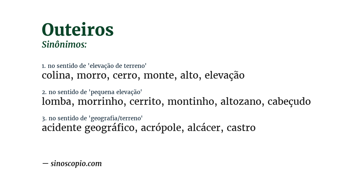 Sinônimo de outeiros