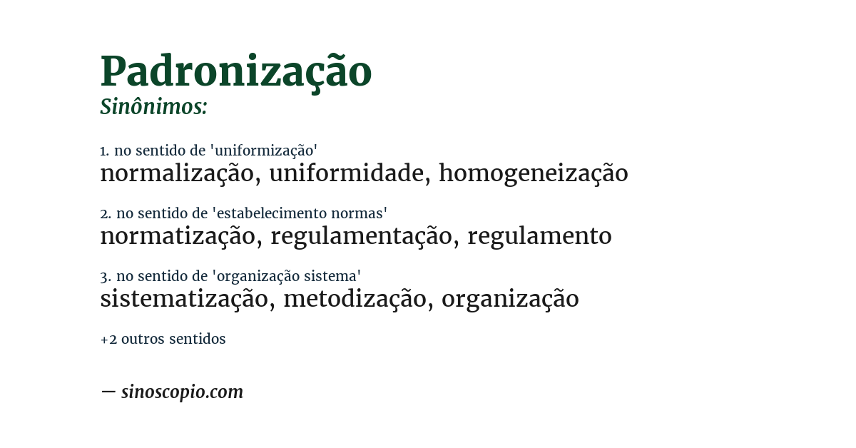 Sinônimo de padronização