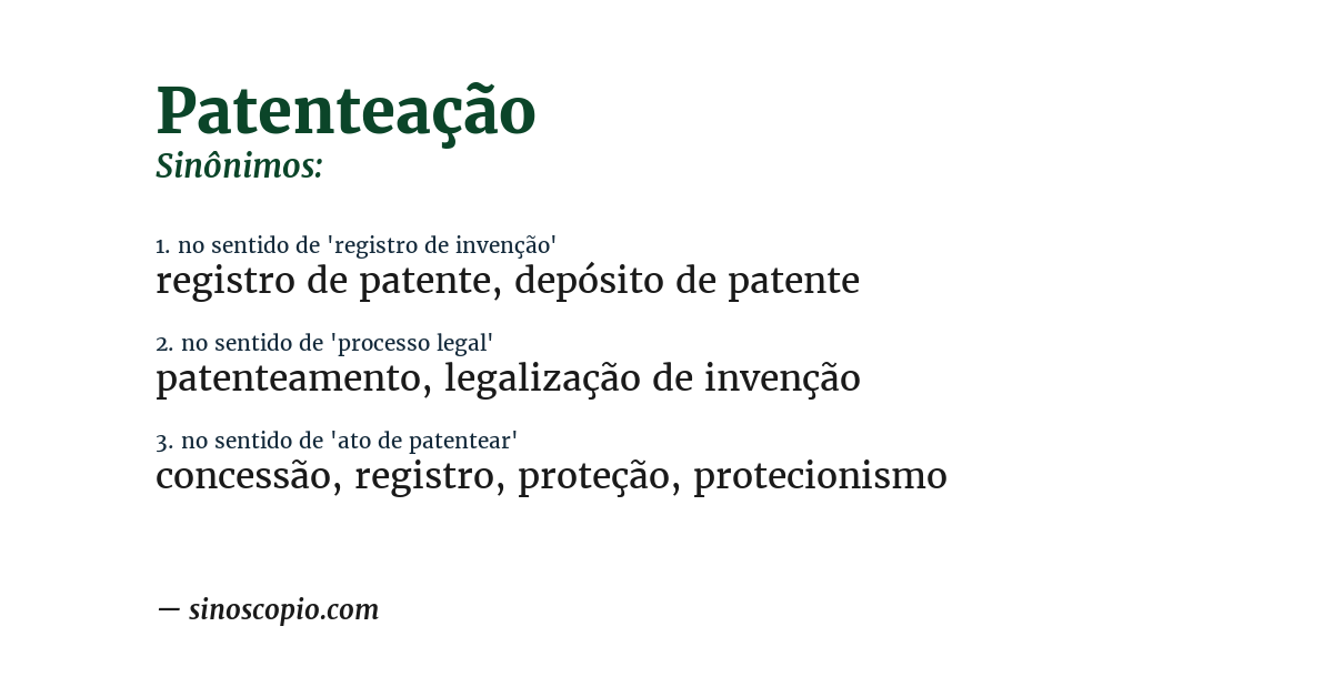 Sinônimo de patenteação