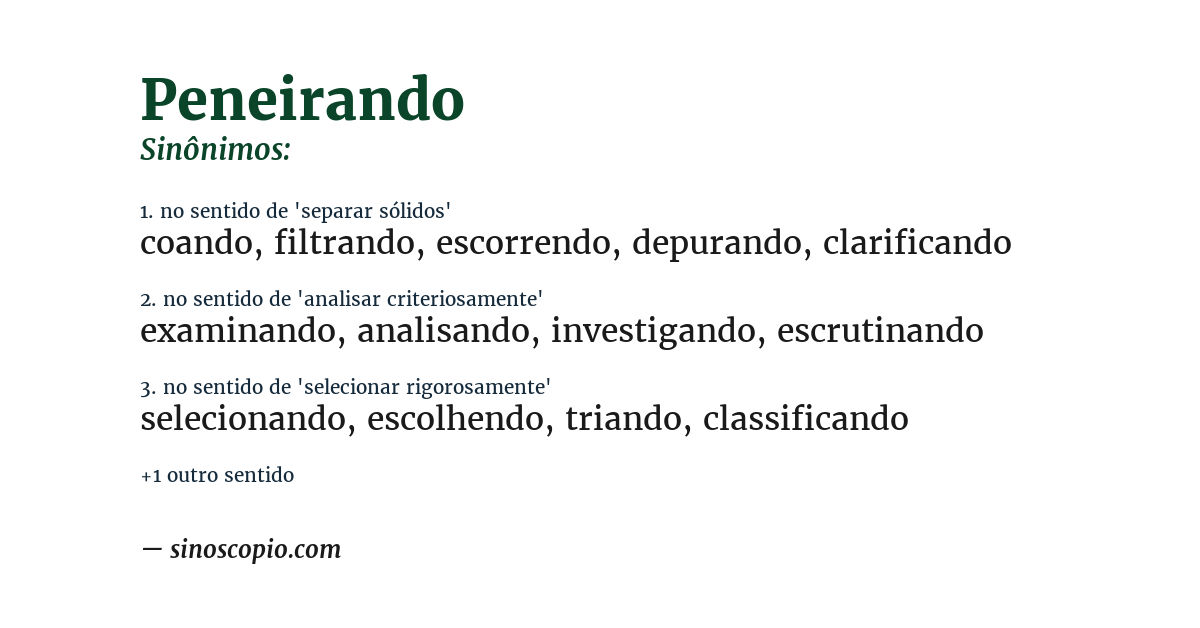 Sinônimo de peneirando