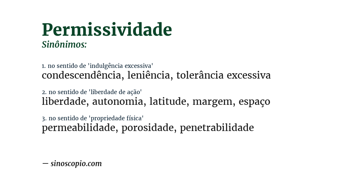 Sinônimo de permissividade
