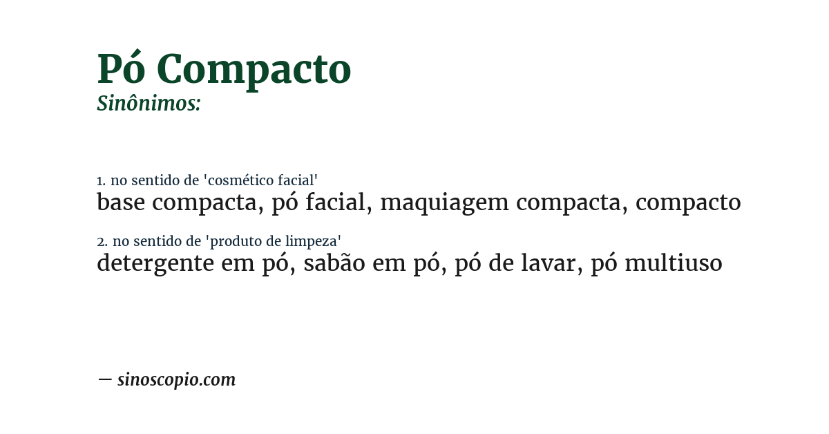 Sinônimo de pó compacto